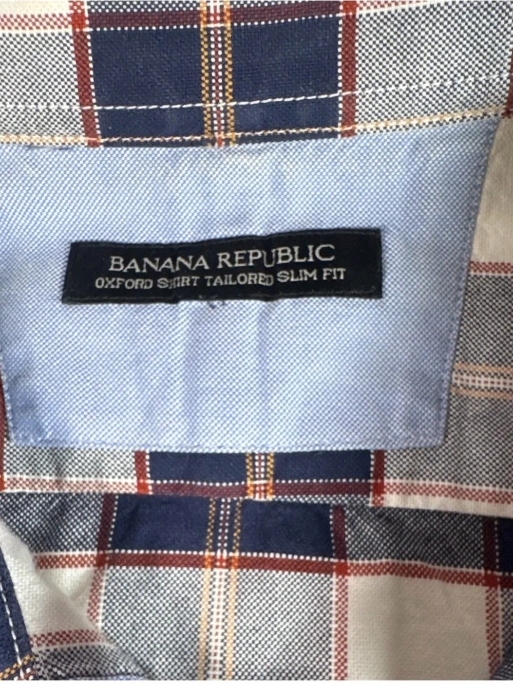 Banana Republic Tailored Slim Fit Plaid Oxford Button Down Shirt Men’s Large